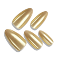 Solid golden color almond luxury false nail kit