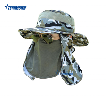 Summer UV Sun Protection Wide Brim Fishing Hat with Removable Face Cover