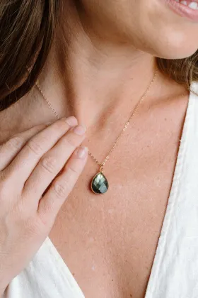 Labradorite Necklace Grey Natural Gemstone Jewelry Necklace