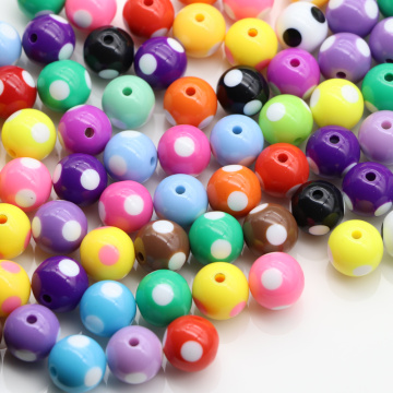 Cute Round Loose Colorful Kawaii Resin Acrylic Beads with Middle Hole for Baby Kids Girls Bracelet Pendant Spacer