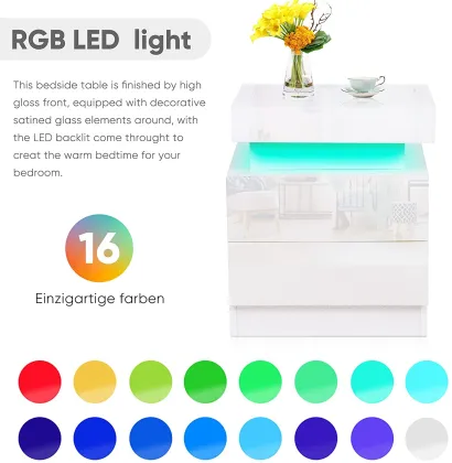 Bedside Table LED Light Nightstand