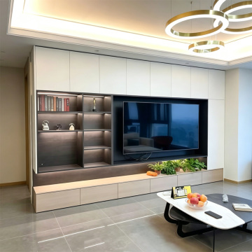 Japanese Natural Wood Custom Television Cabinet Storage Wall