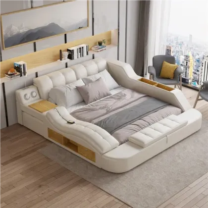 Nova King Size Luxury Smart Massage Bed - Multifunctional PVC Leather Smart Bed with Massage Function