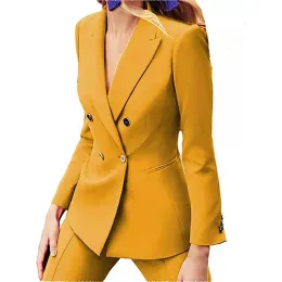 multicolor Double Breasted 2 pieces Trouser Business Ladies Jackets Sexy Slim Fit women's pant suits