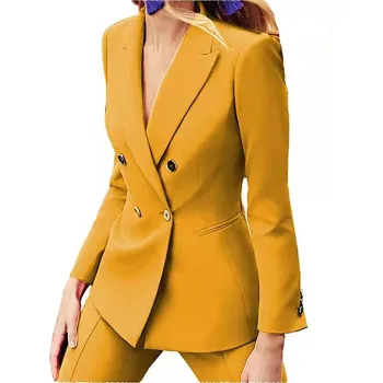 multicolor Double Breasted 2 pieces Trouser Business Ladies Jackets Sexy Slim Fit women's pant suits