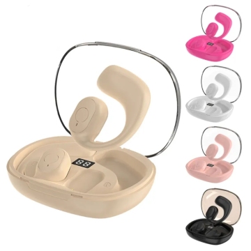F60 Wireless Earphones: Stereo Sound Earbuds with Charging Case and Ear Clips, Built-in Microphone for Sports, Work, Running, Cycling