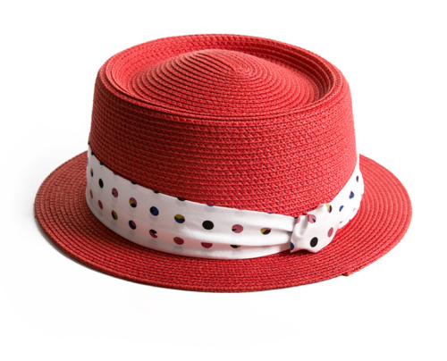 Flat Brim Satin Brand  Paper Straw Hat.