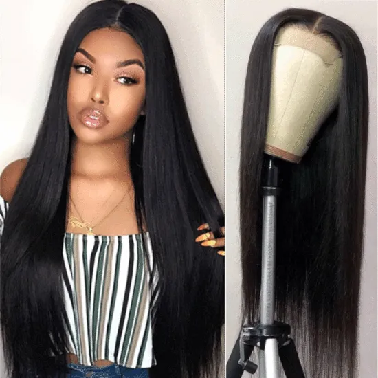 VIYA Human Hair Wigs Straight Hair 4*4 Transparent lace 150% Density