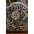 Bolso tote de seda gris Heritage
