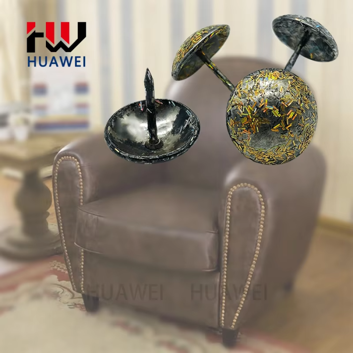 مسامير نحاسية ذات رأس دائري معدني لتنجيد الأثاث