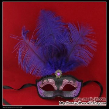 High quality three feathers mask in purple/black for halloween party