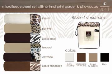 Micro Fleece Sheet Set With Animal Print Border and Pillowcase