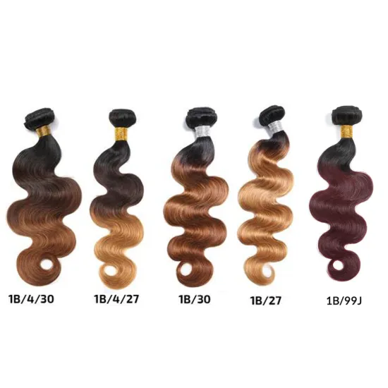 SPARK Ombre Bundles with 13*4 Lace Frontal Closure, Pre Plucked Two Tone Body Wave Human Hair Weave with Frontal
