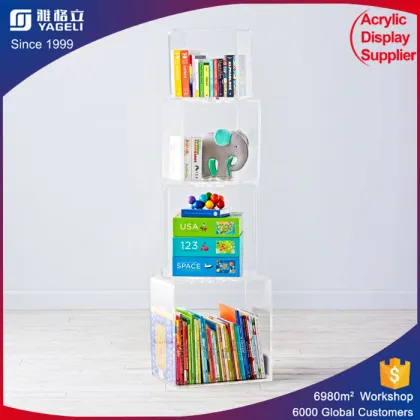 transparent clear acrylic bookshelf for home storage