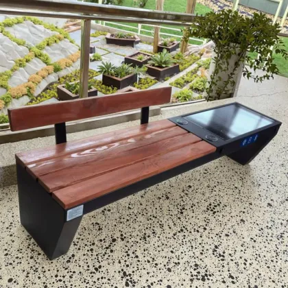Energy Efficient Solar Bench with Charging Port