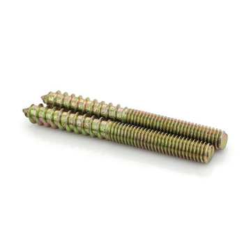 Zinc Plated Dowel Fasteners for Woodworking Furniture Connectors - Double Ended Threaded Hanger Screws
