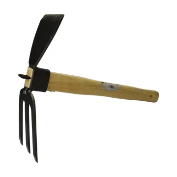 Wood Handle Carbon Steel Two-Way Hoe Rake 2-in-1 Garden Tool