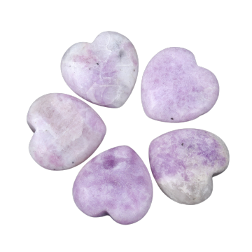 Lepidolite 30MM Love Heart Gemstone for Home Decoration Handmade Craved