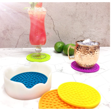 Rainbow Colors Proof Outdoor Tabletop Silicone Cup Coasters