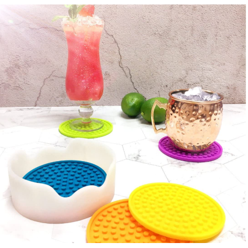 Rainbow Colors Proof Outdoor Tabletop Silicone Cup Onderzetters