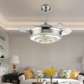 Retractable blade with fan dimmable light color chrome