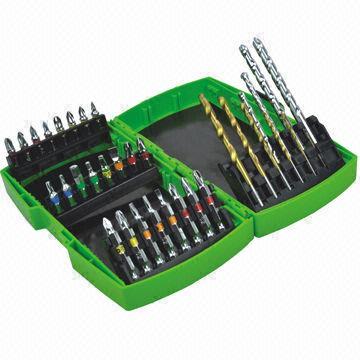 34-piece combination drill and bit set, includes masonry drill