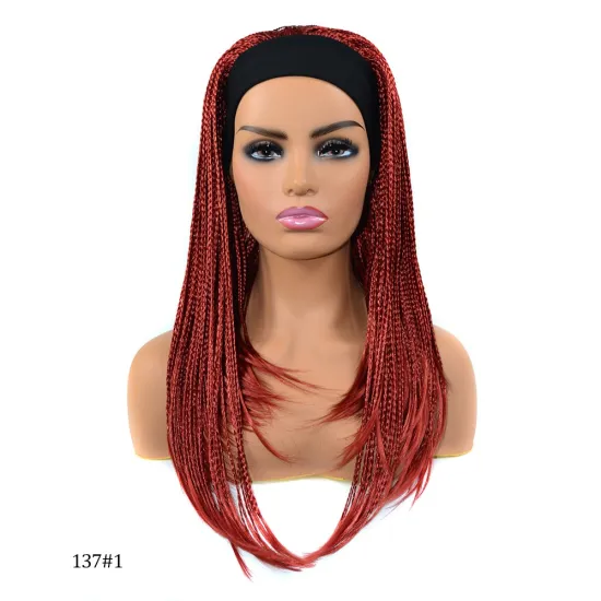 Hot Selling Red Blonde  Ombre Long Braids headband wig Turban Wig Synthetic Wigs With Headband Attached For Black Woman