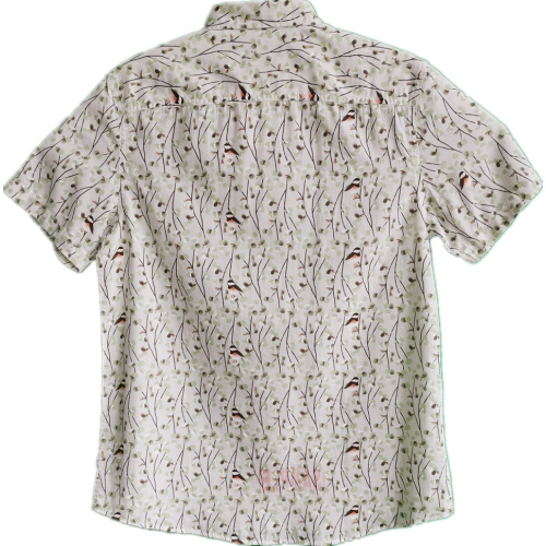 Men Causal Cotton Flower Print Short Sleeve Shirt