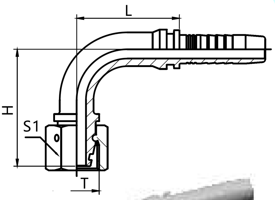 90 Degree Metric Female 24 Cone Fittings Drawing 90 Degree Metric Female 24 Cone Fittings Drawing
