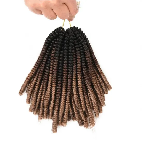 Low Temperature Flame Retardant Fiber Crochet Hair Synthetic Spring Twist Crochet Braiding Hair For Black Women 8" 110g 50 Roots