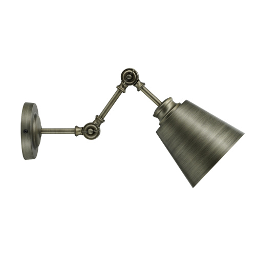 Scones de parede com candeeiro de parede de metal com braço ajustável e acabamento em latão escovado