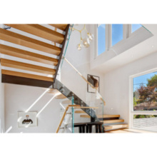 Minimalist Wood Steps And Railing Glass Floating Stair