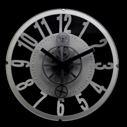 Vintage Gear Wall Clock Black White