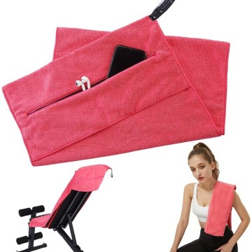 Groothandel microfiber gym handdoek met ritszak