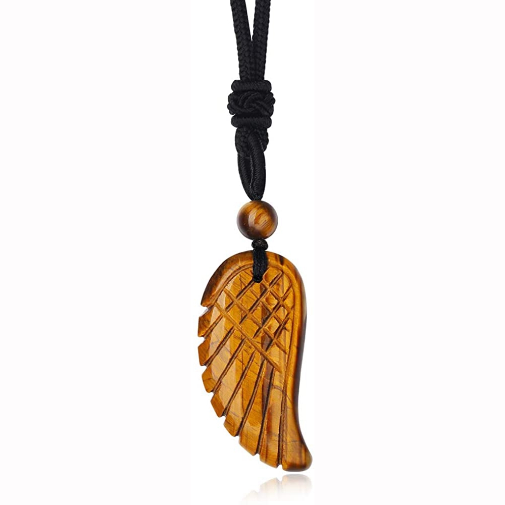 Collier pendentif à ailes de pierres précieuses charms Natural Crystal Quartz Stone Angel Feather Wing Pendants Pending Choker