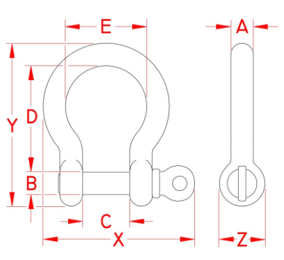 Drawing-bow shackle with screw pin