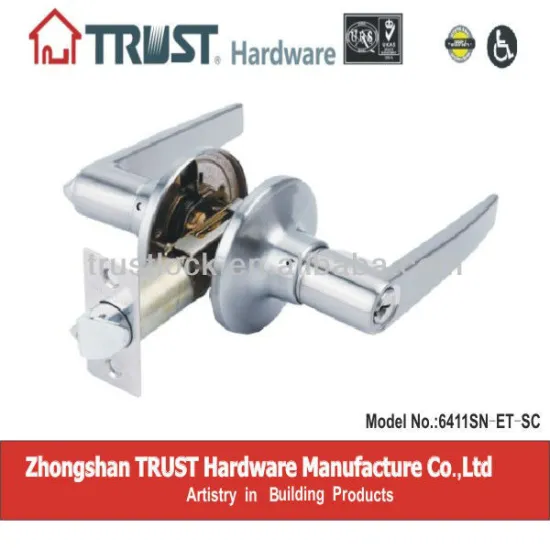 6411SN-ET-SC:TRUST ANSI Grade 3 Tubular Zinc Alloy Entrance Lever Lock