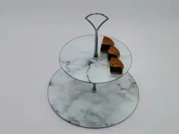 marble design tempered glass cake tray