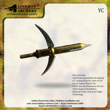 Wholesale 100grain 2 brades broadhead for archery bow and hunting crossbow arrow heads tips
