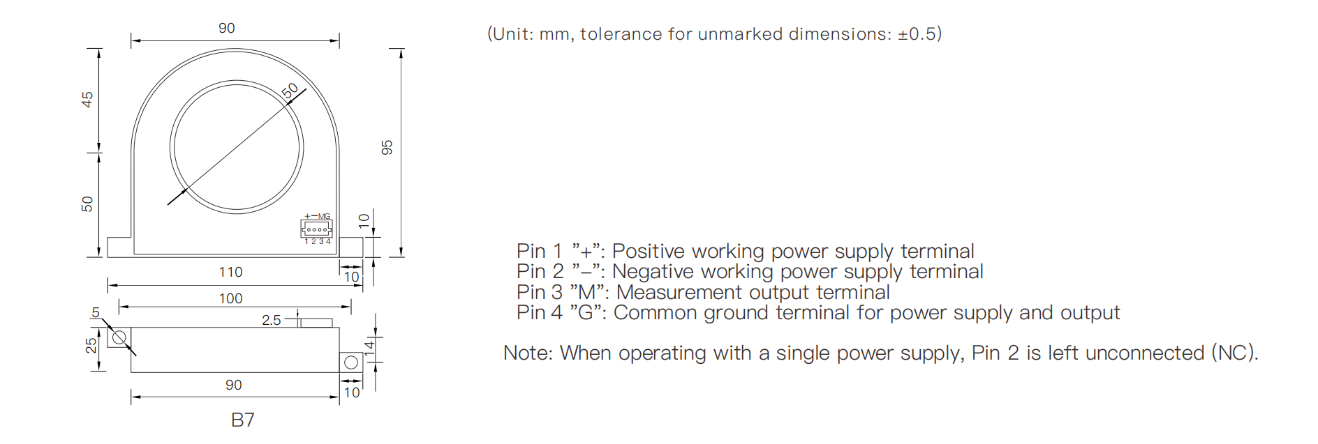 Single phase AC current transmitter