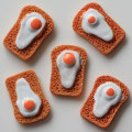 Commercio all&#39;ingrosso Carino 3D Romanzo Kawaii Uovo Fritto Pane Resina Perline Allentate Cabochon con Schiena Piatta Economici per Giocattoli Slime