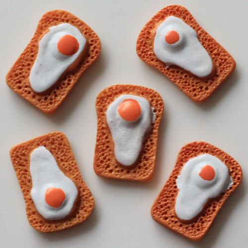 Wholesale Cute 3D Novel Kawaii Fried Egg Bread Resin Loose Beads Flat Back Cabochons Cheap for Slime Toys