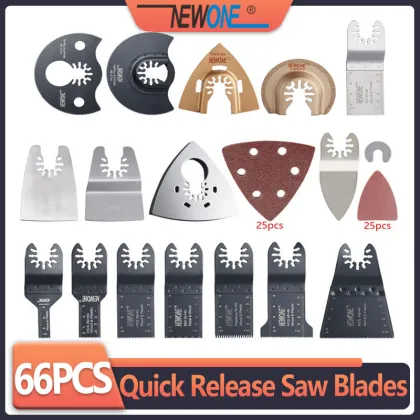 Newone 66 Pack Wood Metal Oscillating Multitool Quick Release Saw Blades Fit for Fein Black & Decker Bosch Craftsman Dewalt