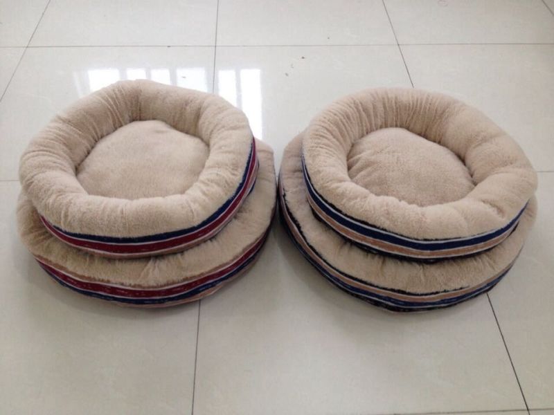 Round Shape Printed Polyester Canvas and PV Fleece Bed for Dog