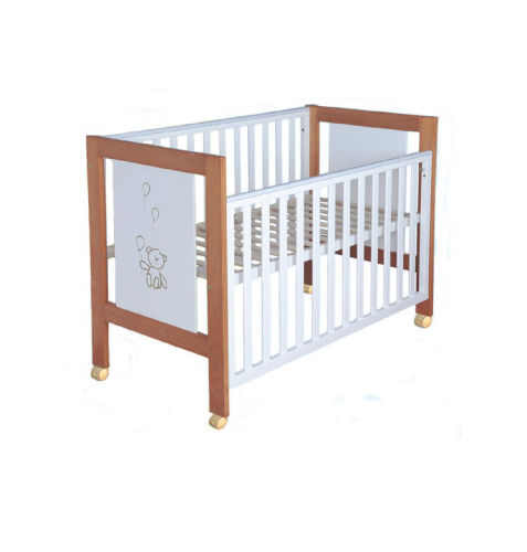 Carton Cute Wooden Cots For Babies , White Baby Sleeping Cot