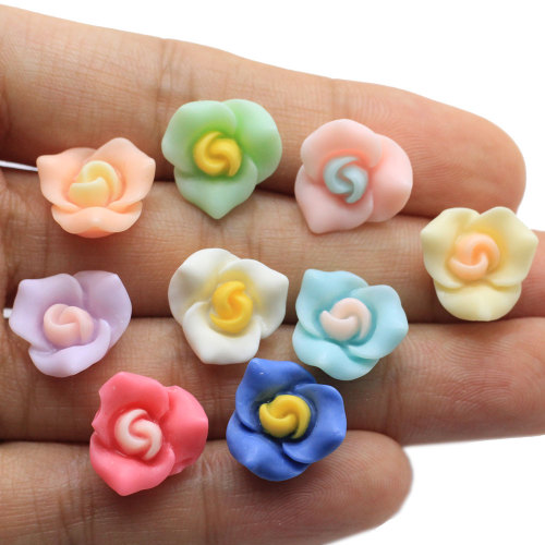 Resin Design Flatback Flower Beads Ornament Petal Bloom Cabochon Crafts Girls Kids DIY Hair Bow Accessories