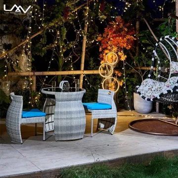 Nordic Simple Design Outdoor Garden Dining Set with Aluminum Frame and Rattan Chairs