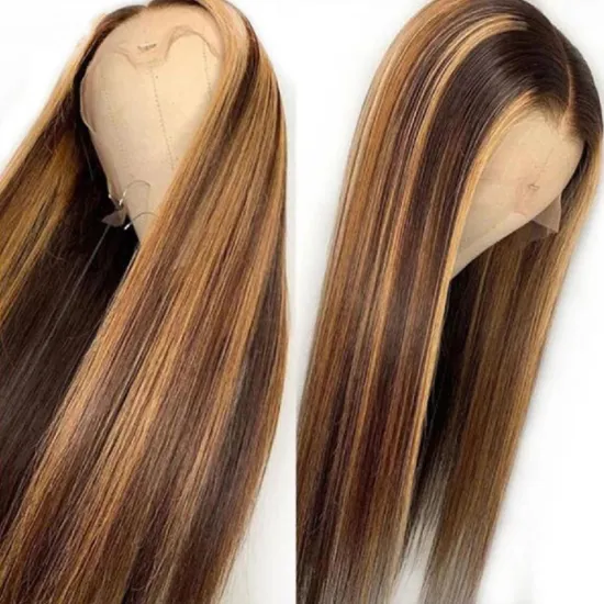 Customized Texture Long 40 Inches Honey Brown Highlight Color Cuticle Aligned Hair HD Lace Front Wigs