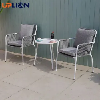 Uplion Outdoor Woven Rope Chair with Stackable Dining Table for Gardens" 

However, to better fit common search engine optimization practices and make it more concise while retaining key elements, you might consider:

"Uplion Outdoor Woven Rope Stackable 