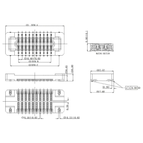 Weibliche H0.8-Board-to-Board-Stecker